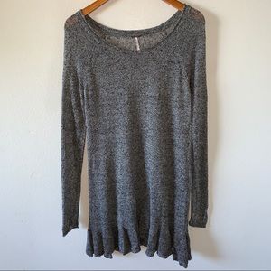 Free People Beach Gray Long Sleeve BOHO Dress S|P